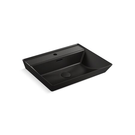 Kohler Brazn Rectangle Vessel W/ Faucet Deck Honed Black K-21059-1-HB1